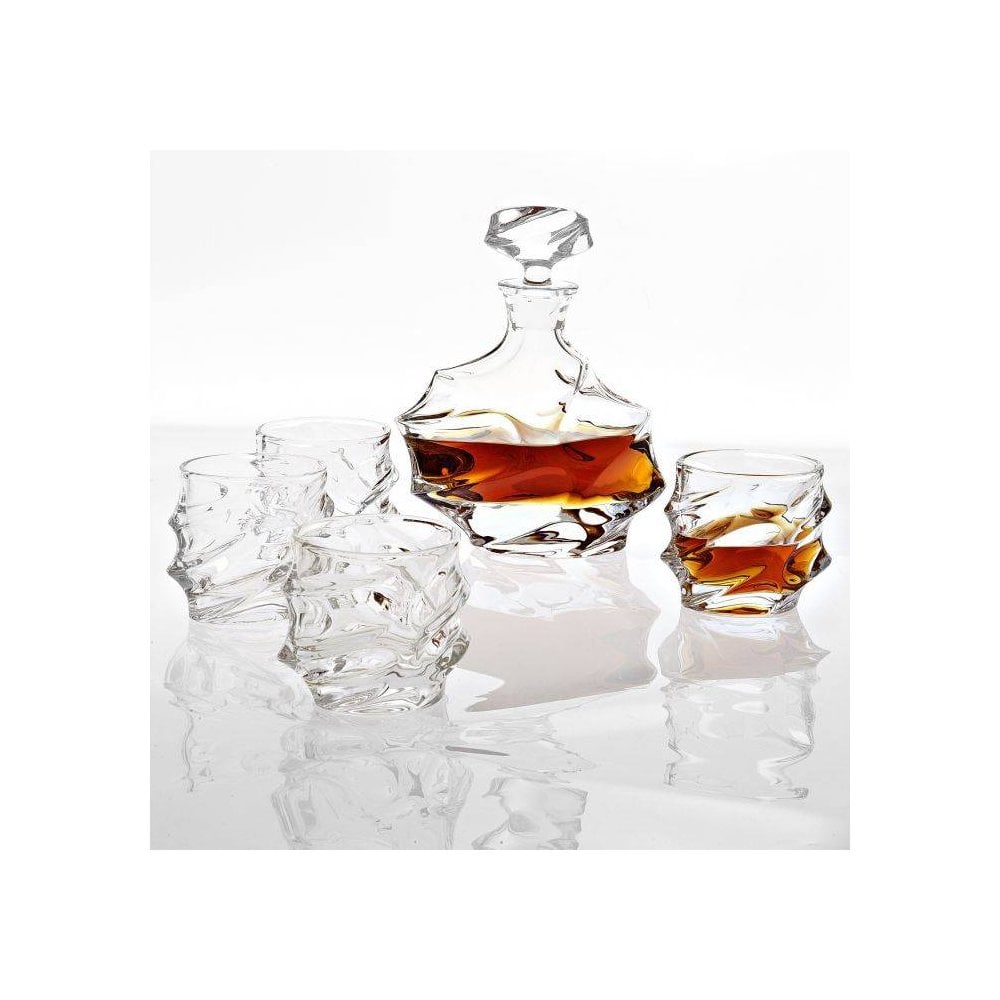 Gatsby Crystal Decanter Set: 5-Piece Crystal Elegance