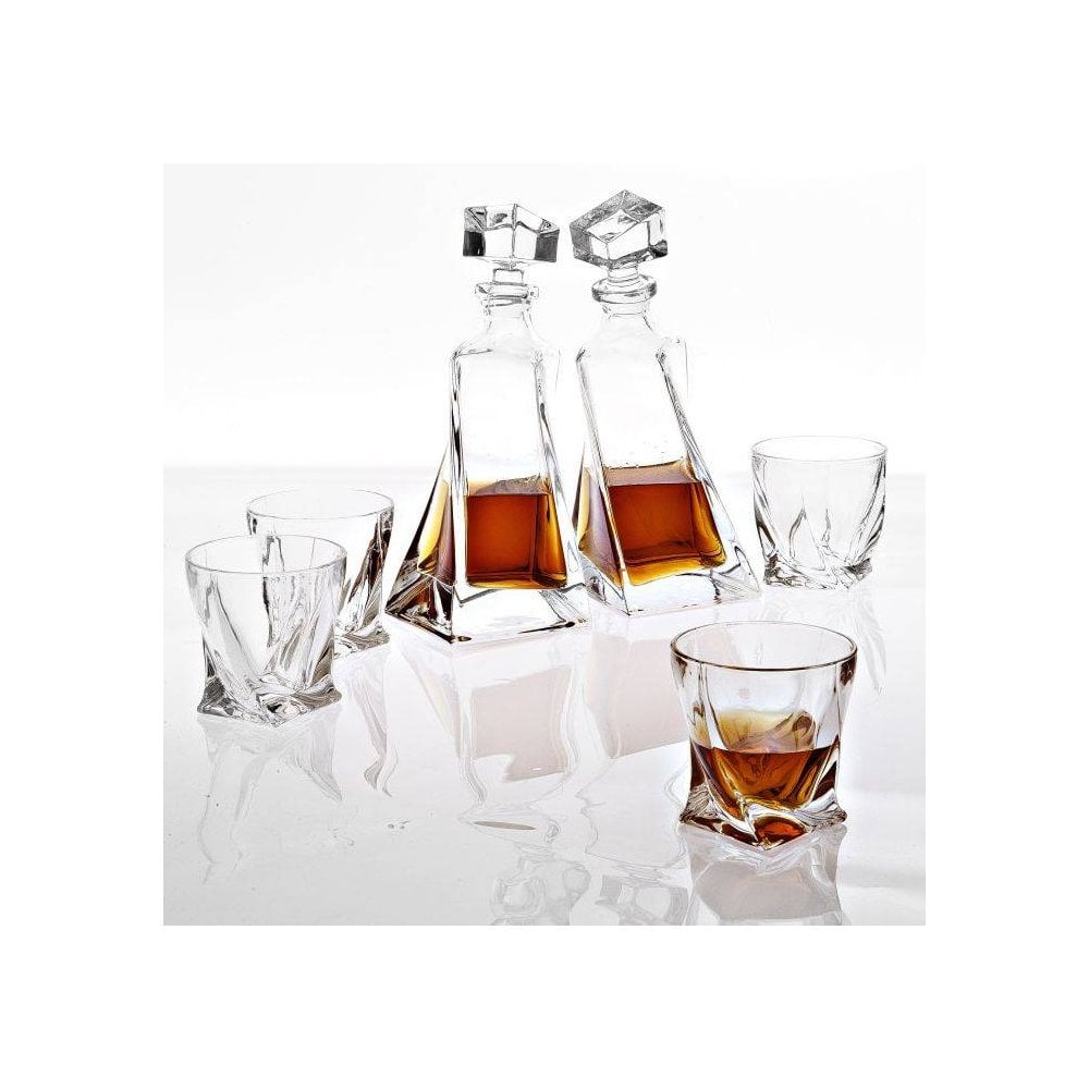Sapphire Crystal Decanter Set: Luxurious Collection of 2 Bottles & 4 Glasses