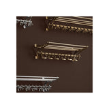 Vintage-Inspired Brass Coatrack with Shelf and Hooks