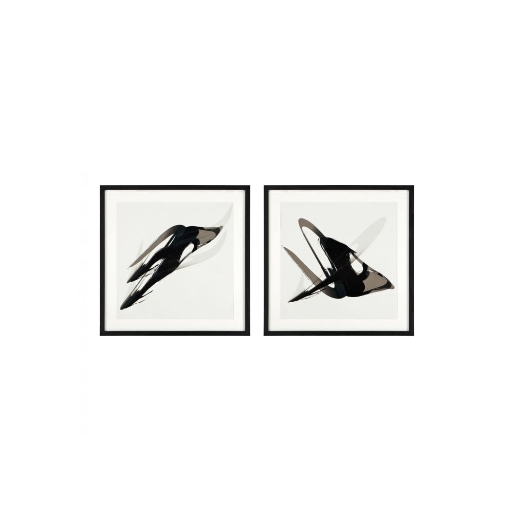 Abstract Elegance: Ivan Melotti Prints in Black Wood Frames with Clear Glass, Set of 2