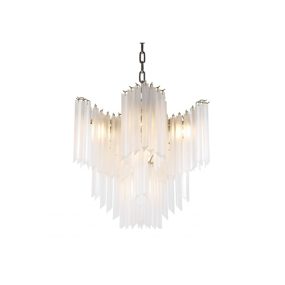 Luminous Constellation Chandelier, Nickel Finish, Frosted Glass
