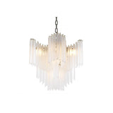 Luminous Constellation Chandelier, Nickel Finish, Frosted Glass