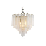 Nova Elegance Chandelier, Nickel, Frosted Glass Droplets