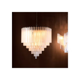 Nova Elegance Chandelier, Nickel, Frosted Glass Droplets