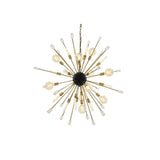 Luxe Stardust Chandelier, Clear Glass, Black & Brass Finish