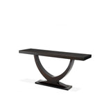 Umberto Art Deco Console Table in High Gloss Smoked Eucalyptus Veneer