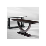 Umberto Art Deco Console Table in High Gloss Smoked Eucalyptus Veneer