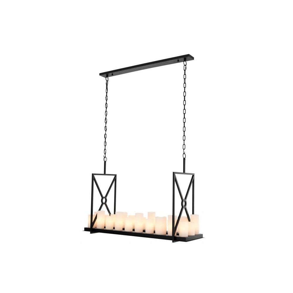 Gothic Elegance: Black Commodore Chandelier with Faux Candle Shades