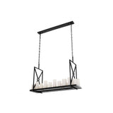 Gothic Elegance: Black Commodore Chandelier with Faux Candle Shades