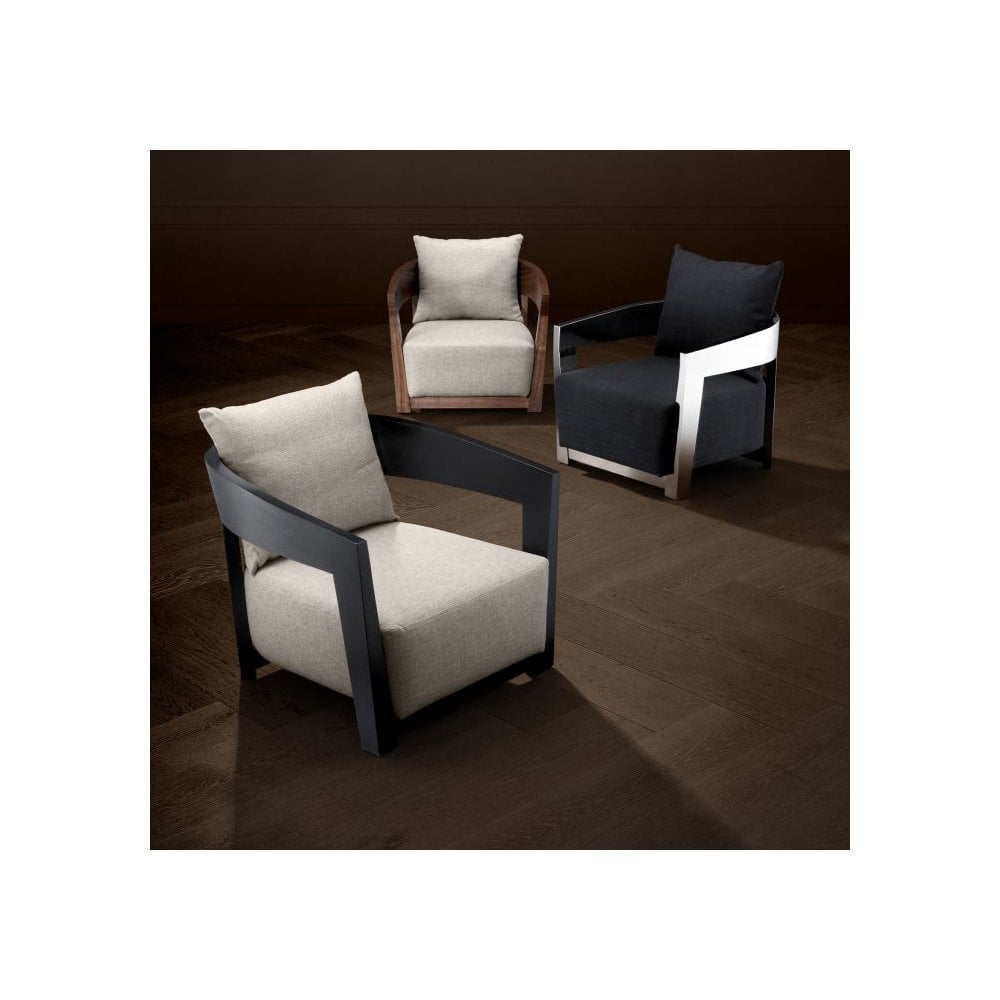 Rubautelli Retro Lounge Chair - Black Frame, Loki Natural Upholstery