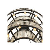 Bernardi Art Deco Chandelier, Bronze and Vintage Glass Masterpiece