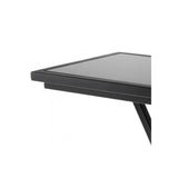 Gunmetal Cross-Legged Side Table with Black Glass Top