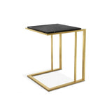 Elegant Gold-Finish Side Table with Black Marble Top
