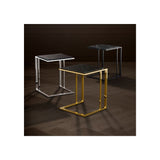 Elegant Gold-Finish Side Table with Black Marble Top