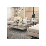Harvey Rectangular Coffee Table with Polished Stainless Steel and Glass Display