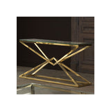 Luxe Connor Console Table: Gold Pyramid Base with Clear Glass Top