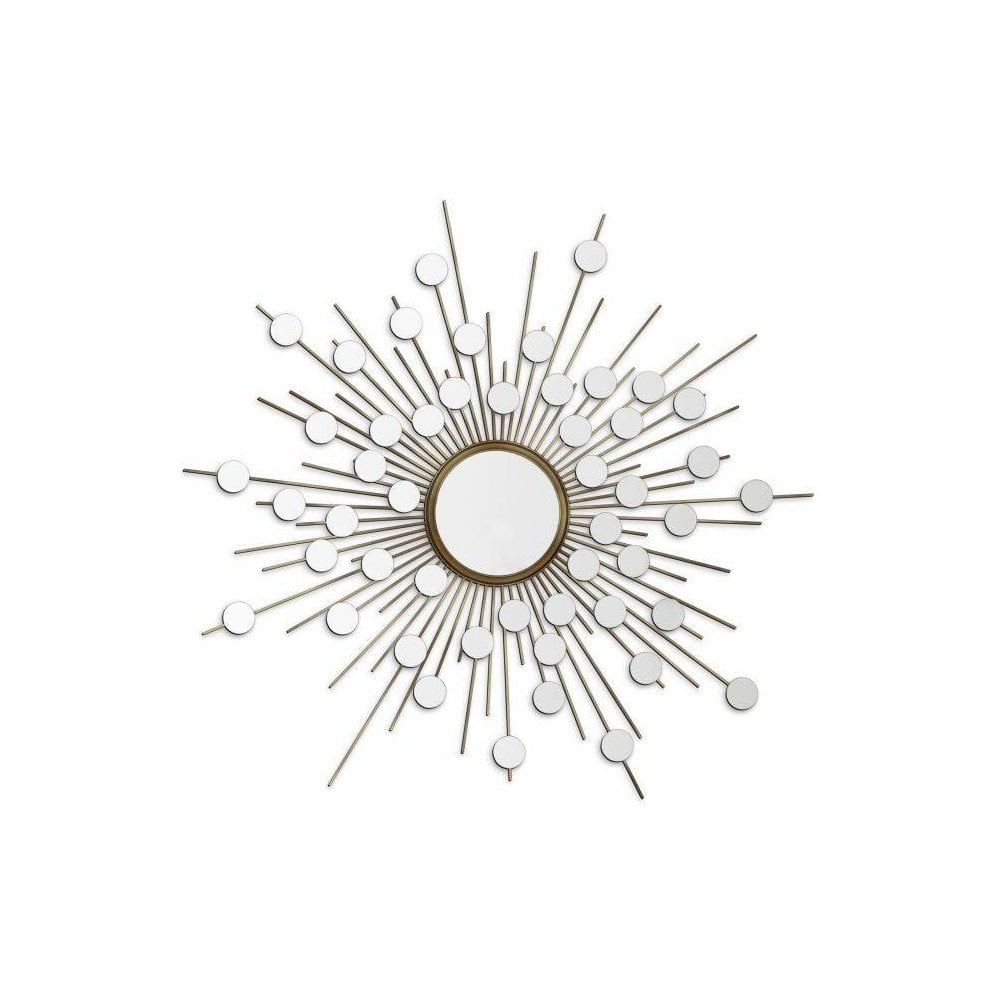 Sunburst Antique Brass Mirror with Radiant Round Reflections