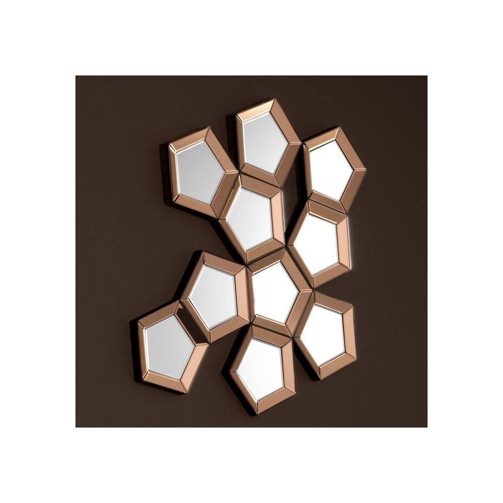 Cheyenne Rose Pentagonal Cluster Mirror with Gold Finish Frame