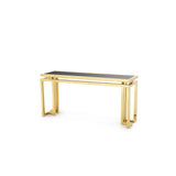 Palmer Gold-Finish Console Table with Black Glass Top