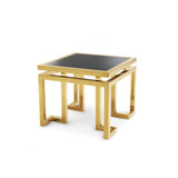 Palmer Gold Finish Side Table with Smoked Glass Top