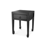 Elegant Black Oriental Side Table with Antique Brass Accents