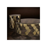 Copper Elegance: Koi-Inspired Side Table with Tawny Glass Top