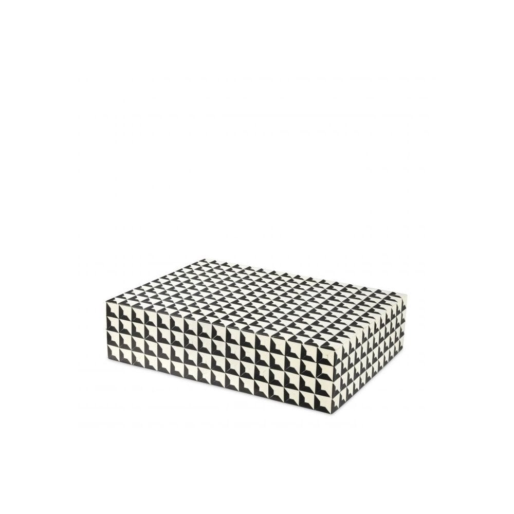 Monochrome Illusion Cabas L Box: Geometric Resin Inlay