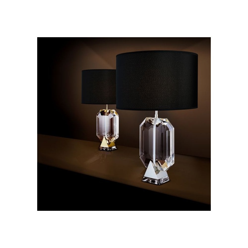 Emerald Gem Table Lamp with Gold Finish and Crystal Glass
