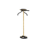 Vintage Brass and Black Leather Dress Valet Stand