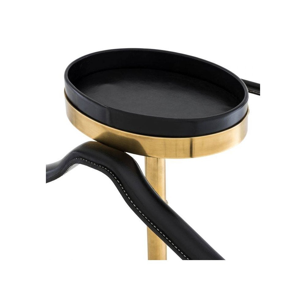 Vintage Brass and Black Leather Dress Valet Stand