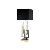 Regine Table Lamp: Sleek Sculptural Design in Nickel and Gold Finishes with Black Shade