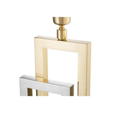 Regine Table Lamp: Sleek Sculptural Design in Nickel and Gold Finishes with Black Shade