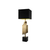 Vintage Brass Beau Rivage Table Lamp with Black Square Base and Shade