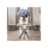 Triumph Dining Table: Sleek Stainless Elegance with Clear Glass Top