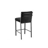 Scott Counter Stool with Bronze Frame and Black Velvet Upholstery