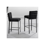 Scott Counter Stool with Bronze Frame and Black Velvet Upholstery