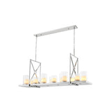 Summit Chandelier in Polished Stainless Steel with Clear Glass and Faux Candle Shades