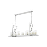 Summit Chandelier in Polished Stainless Steel with Clear Glass and Faux Candle Shades