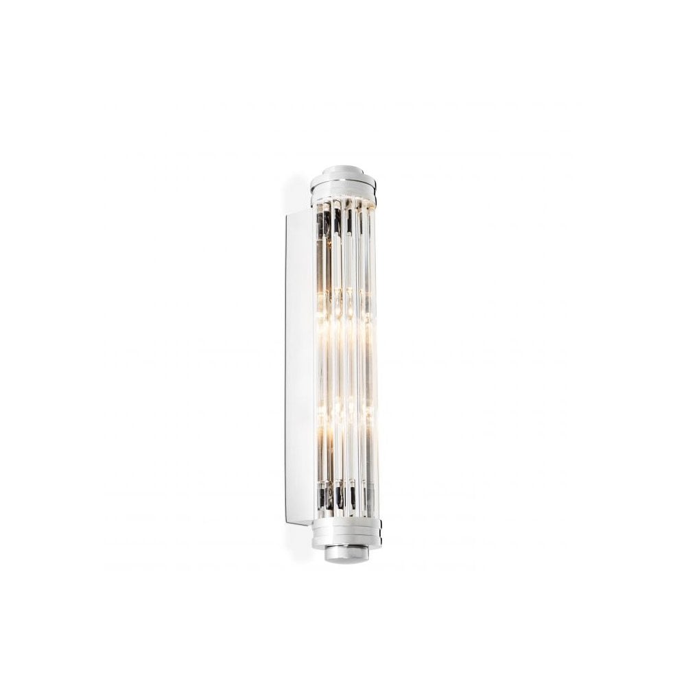 Nickel-Finished Art Deco Wall Sconce with Ribbed Clear Glass Shade