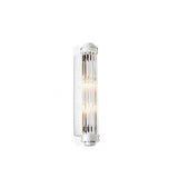 Nickel-Finished Art Deco Wall Sconce with Ribbed Clear Glass Shade