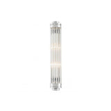Nickel-Finished Art Deco Wall Sconce with Ribbed Clear Glass Shade