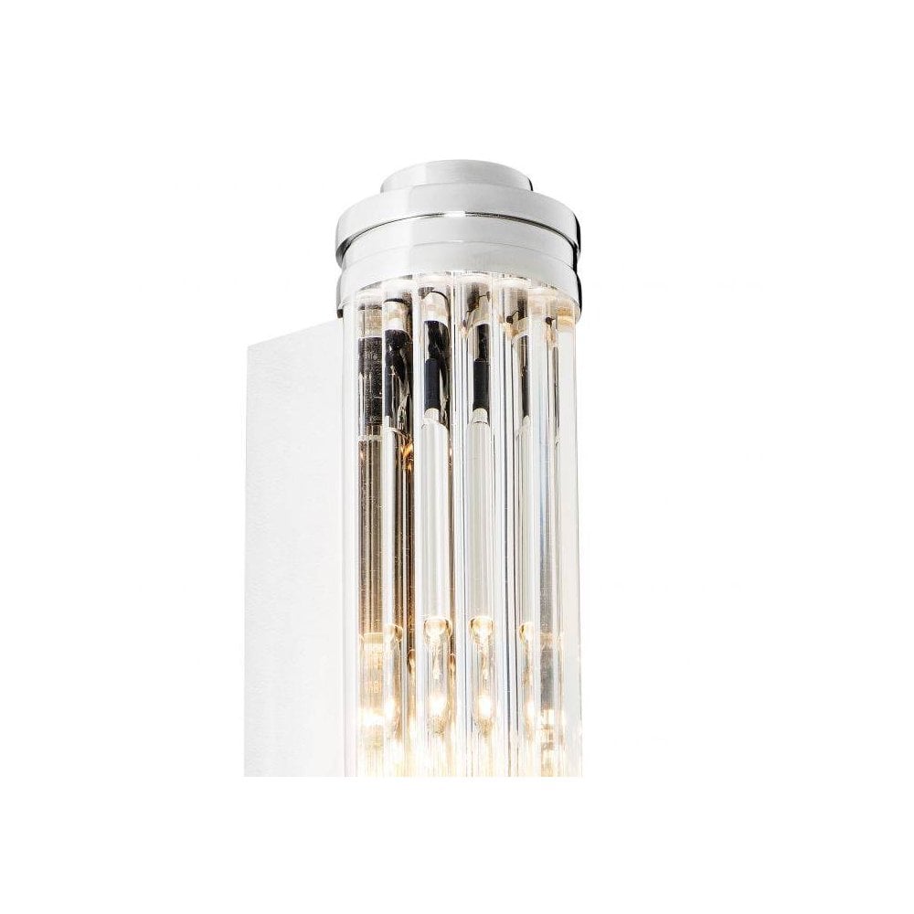 Nickel-Finished Art Deco Wall Sconce with Ribbed Clear Glass Shade