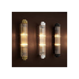 Nickel-Finished Art Deco Wall Sconce with Ribbed Clear Glass Shade