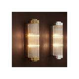 Elegant Art Deco Nickel Wall Sconce with Ribbed Clear Glass Shade