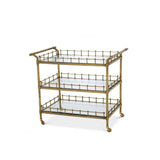 Vintage Brass Scarlett Bar Cart with Beveled Glass