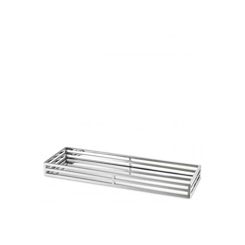 Elegant Ersa Rectangular Tray with Mirror Glass and Nickel Finish