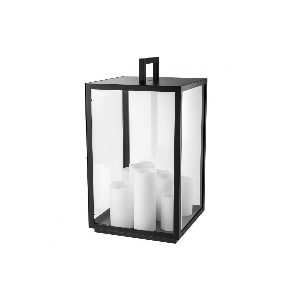 Elegant Black and Clear Glass Table Lamp with Faux Candle Design