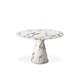Turner Round Dining Table in White Faux Marble with Black Veining