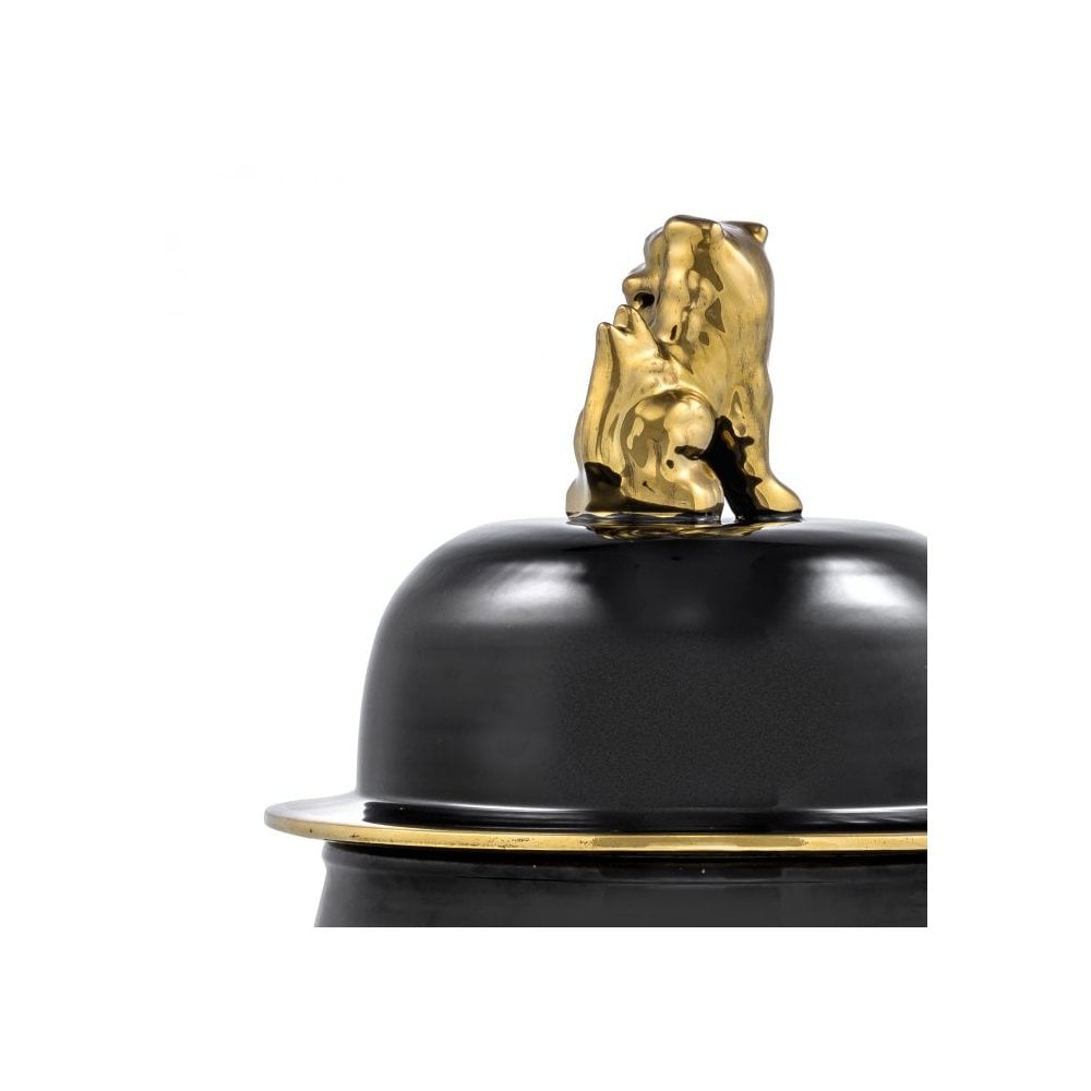 Elegant Golden Dragon Vase: Black and Gold Porcelain Masterpiece