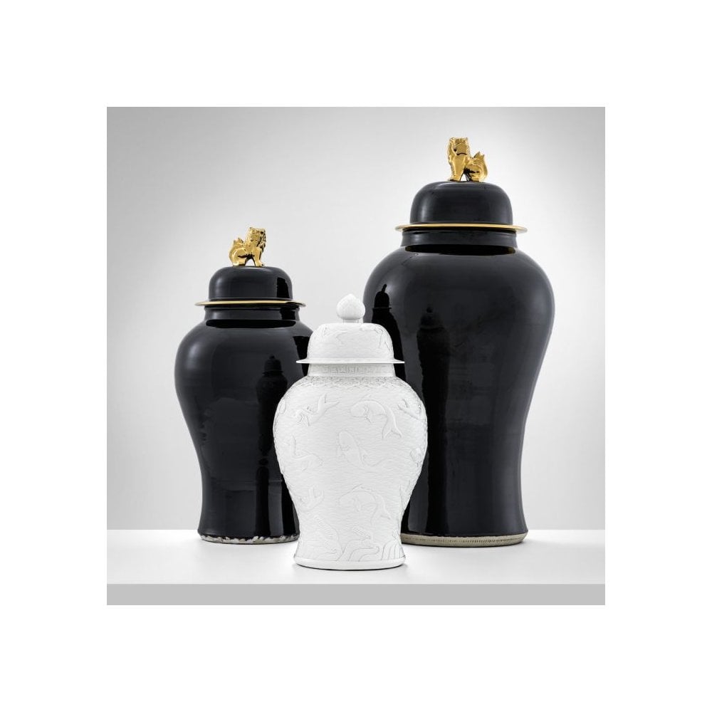Elegant Golden Dragon Vase: Black and Gold Porcelain Masterpiece